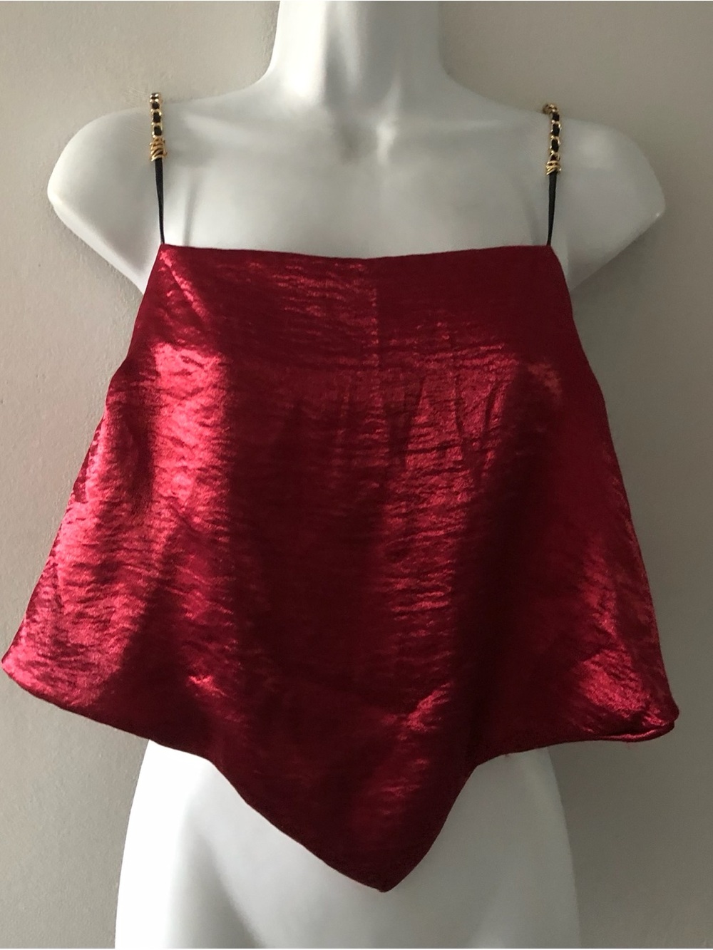 Just Polly Metallic Red Party Top Chain Strap L